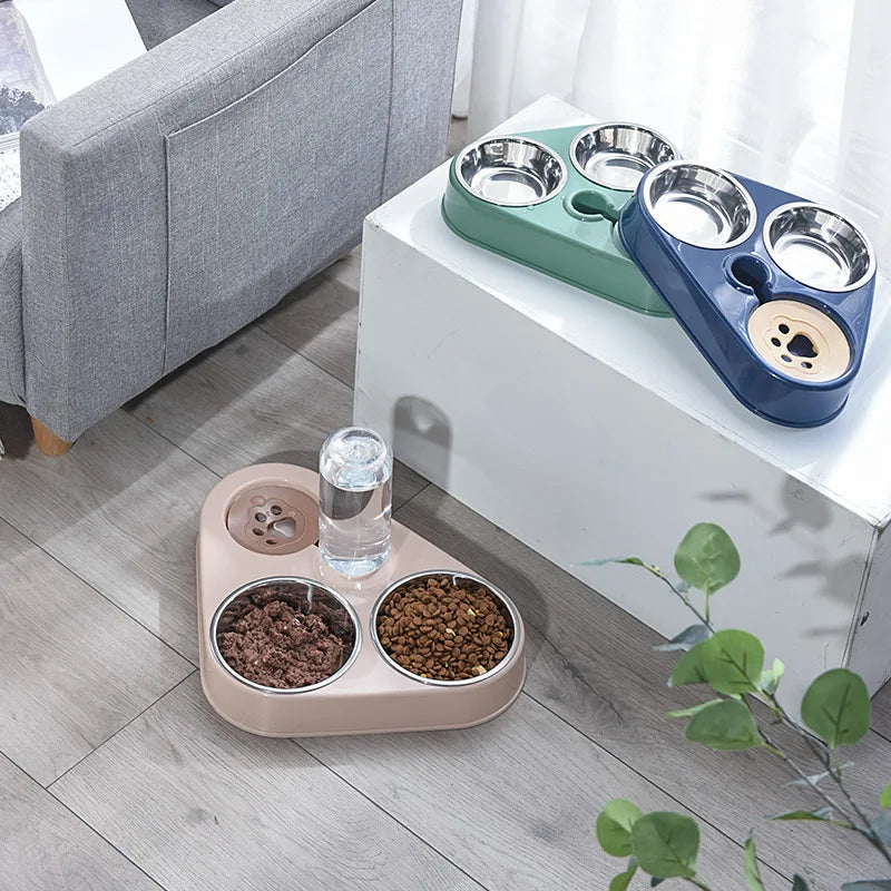 Pet Dog Cat Food Bowl with Bottle