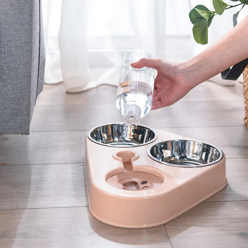 Pet Dog Cat Food Bowl with Bottle