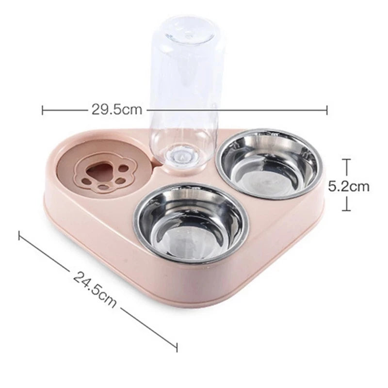 Pet Dog Cat Food Bowl with Bottle