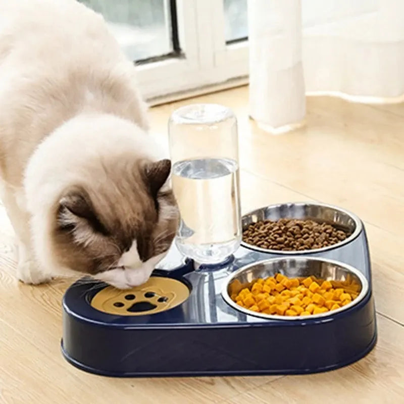 Pet Dog Cat Food Bowl with Bottle