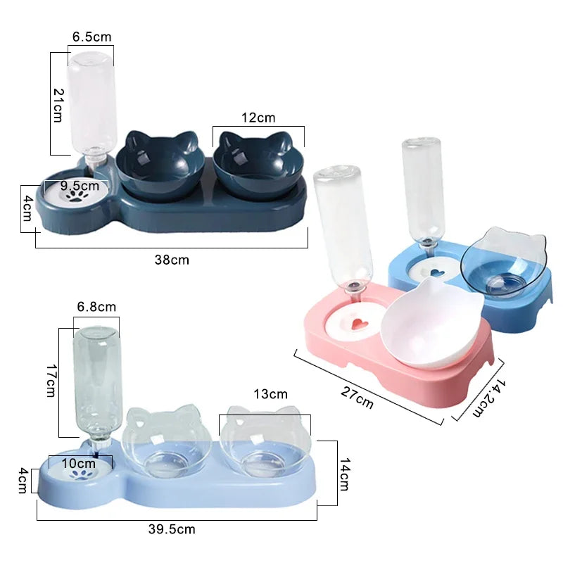 Pet Cat Bowl Automatic Feeder Water Dispenser